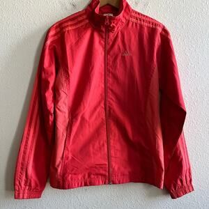 Adidas Women's Zip Up Windbreaker Waterproof Orange Jacket Size S Style AZF001